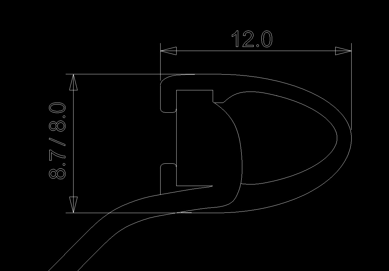Dimensioned cross-section of the EarEqual BCR earpiece and hollow silicone geometry